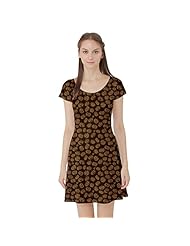 Polyester/Spandex Short Sleeves Stretchy Skater Dress 