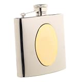 Personalized Stainless Steel Flask with Gold Engraving Plate with Free Engraving & Shipping