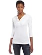 Three Dots Womens V-Neck Top With Shirring Detail