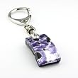 Handmade Square Shaped Murano Glass Keyring- Alexander Purple Silver Style 1