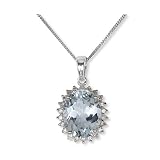 9ct Exquisite White Gold Diamond And Aquamarine Cluster Pendant With 18 Chain