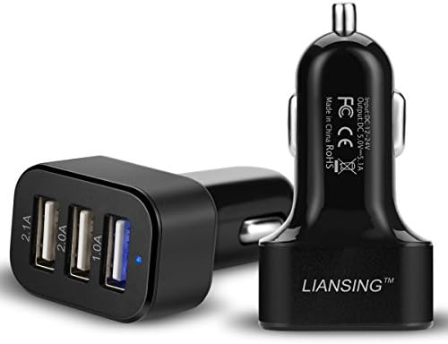Car Charger, LIANSING 5.1A 3 ports USB Car Charger Adapter for Apple iPhone 6 PLUS/6/5s/5c, Samsung S6 edge/S6/S4/Note 4/Note 3/ Note 2, HTC One M8 and Other android Devices(Black + Black)