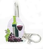 Alexx Inc Vino Wine Glass, Bottle and Grapes Charm Key Clip/Finder Key Chain for Purse