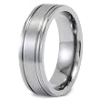 Grooved Brushed and Polished Titanium Ring (7mm) - Sizes 6 - 13