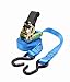 Scorpion Strap Ratchet Tie Downs 4 Pack - Great For Cargo Moving Hauling Securing - Breaking Strength 1500 Lb - Load Cap 500 Lb - 16.7ft Length - Blue