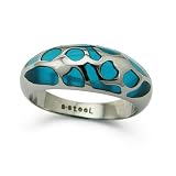 Stainless Steel Women's Ring w/ Turquoise Resin Inlay - Available Size: 8, 9, 10, 11