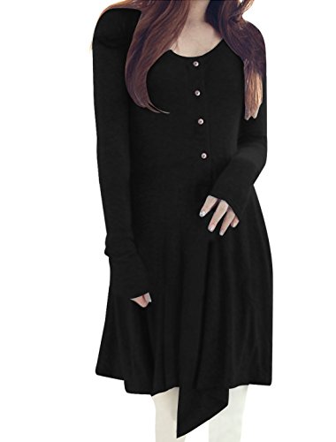 Allegra K Women Fall Winter Long Sleeve High Low Short Tee Dress
