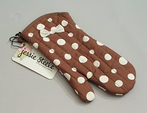 Jessie Steele Brown and White Retro Polka Dot Oven Mitt with Bow