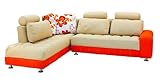 IMAGE OF Orange Cream Corner Sofa