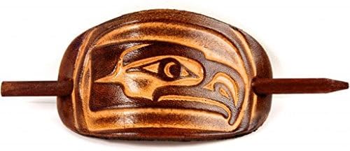 Marakesh Leather Handmade Seahawks Leather Hair Barrette - Large Brown/Natural by Marakesh Leather