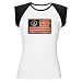 Artsmith, Inc. Women's Cap Sleeve T-Shirt Worn US Flag Peace Symbol