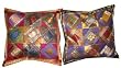 Pair of Decorative Vintage Silk Sari Toss Pillow Shams Cushion Covers