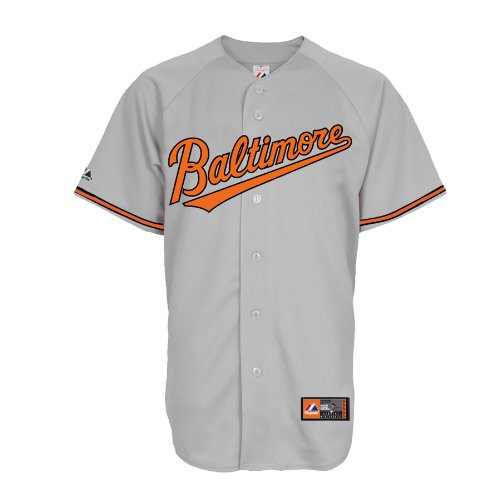 MLB Men's Baltimore Orioles Luke Scott Road Gray Short Sleeve 6 Button Synthetic Replica Baseball Jersey Spring 2012  (Road Gray, Large)