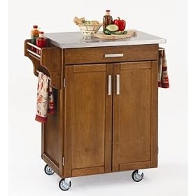 Kitchen Cart in Cottage Oak with Stainless Steel top - 90010062 by Home Styles