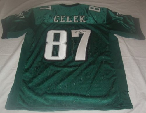 Brent Celek Autographed Philadelphia Eagles Green Jersey W/PROOF, Picture of Brent Signing For Us, Cincinnati Bearcats