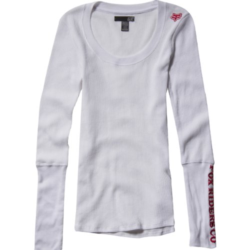 Fox Racing Reunion Thermal Girls Long-Sleeve Sports Wear Shirt w/ Free B&F Heart Sticker Bundle - White / X-Large