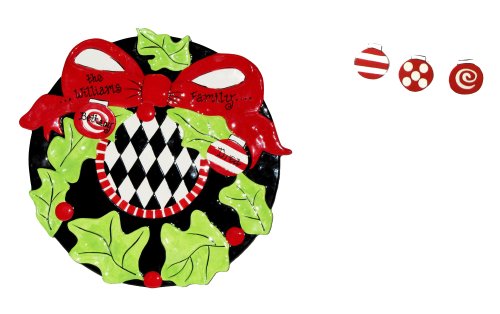 Best Cheap Home Etc Holly Berry Family Wreath Platter With 12 Velcro Ornaments
