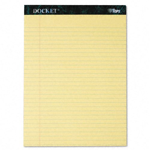 TOPS : Docket Ruled Perforated Pads, Legal Rule, Ltr, Canary, 12 50-Sheet Pads per Pack -:- Sold as 2 Packs of - 12 - / - Total of 24 Each
