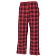Red and Black tartan plaid check tie cord flannel cotton pants for lounging, sleep, sports. Unisex relaxed fit,