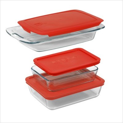 Pyrex Easy Grab 6 piece value pack includes 1-each 3 quart oblong, 3cup rectangle storage, 6 cup rectangle storage, with 