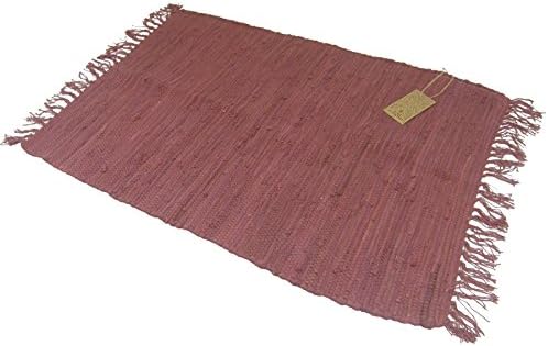 RASPBERRY PINK TASSELLED 100% COTTON HAND MADE THICK HEAVYWEIGHT RUG 60X90CM