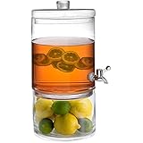 2 Gallon Glass Drink Dispenser with Fruit Storage & Ice Chamber Base