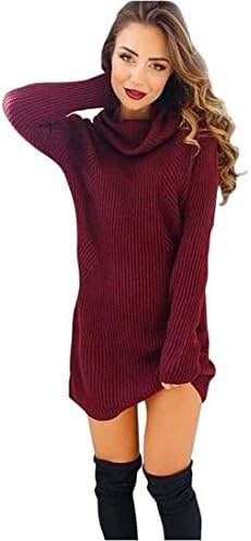 EKIMI Womens Long Sleeve Turtleneck Jumper Turtleneck Sweaters Coat Blouse (M)