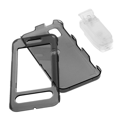 Transparent Smoke Snap On Crystal Case with Belt Clip for Samsung Instinct SPH-M800 Cell Phone