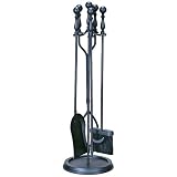 Uniflame F-1625 5-Piece Black Wrought Iron Toolset with Ball Handles