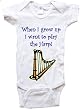 WHEN I GROW UP I WANT TO PLAY THE HARP - BigBoyMusic Baby Designs - White, Blue or Pink Onesie / Baby T-shirt