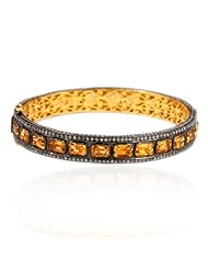 2.88cts Diamond Pave 7.6gms Solid Yellow Gold 11.82gms Silver Bangle Party Fashion Jewelry