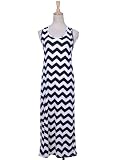 Anna-Kaci S/M Fit Black White Zig-Zag Pattern Print Long Maxi Casual Tank Dress