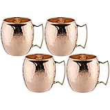 Old Dutch International, Purveyors of the ORIGINAL MOSCOW MULE MUG, 100% Pure Copper, Unlined Hammered Moscow Mule Mug, 16-Ounce, Set of 4
