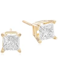 IGI Certified 10k Gold Princess-Cut Diamond Studs (1 cttw, J-K Color, I2-I3 Clarity)