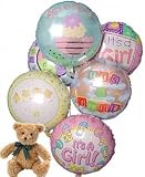 Half Dozen Mylar Balloon Bouquet with Bear, New Baby - B000MD63ZQ