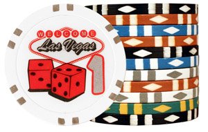 Childrens Toyshop  Sporting Goods : 50 Welcome to Las Vegas Clay Poker Chips, Choose from 4 colors or denominations