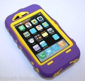Purple/Yellow Iphone Super Case 3G, 3GS - Soft Purple Silicone Over Yellow Hard Case