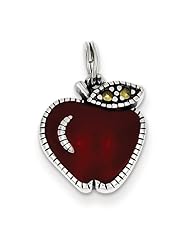 Sterling Silver Enameled Red Apple Charm