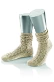 Kurze, bayerische Trachten-Socken für Herren, dunkel-beige, ideale Passform, sehr strapazierfähig durch hochwertige Materialien