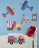 Wallies Olive Kids Trains, Planes and Trucks Mural