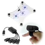 GTMax USB Notebook Cooler/Cooling Pad w/3 Fan/6 Blue LED Supports up to 15.4" + USB 2.0 4-Port Hub Octopus with AC Power Adapter + Finger Mouse Optical Laptop Notebook PC 1200DPI