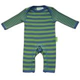 Toby Tiger(TM) (New 2008 Collection 100% Organic) Stunning Blue/Green Stripe Baby Gift Set of Hat, Romper Sleepsuit & Blanket (6-12mths) PLUS Free Thomas Book (RRP  4.99) exclusively packaged by THE BABY
