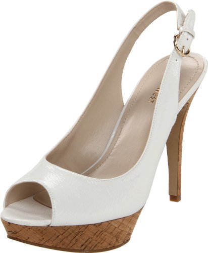 Nine West Women's Bigspender Slingback Sandal,White Patent Synthetic,9.5 M US