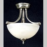 Delray Empire Silver Semi-Flush Ceiling Light with Faux Etched Alabaster Glass