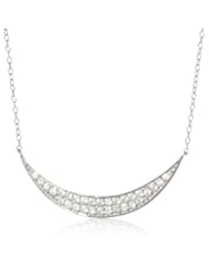 Sterling Silver Cubic-Zirconia Arched Plaque Pendant Necklace, 16"