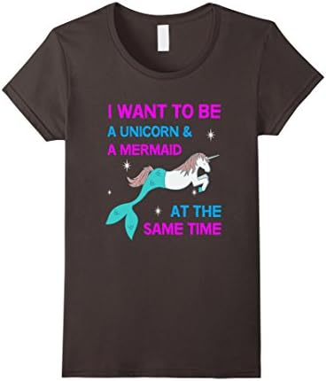 Women's FUNNY BE A UNICORN AND MERMAID T-SHIRT Halloween Costume Small Asphalt