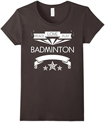 Women's Peace Love Play Badminton T shirt Small Asphalt
