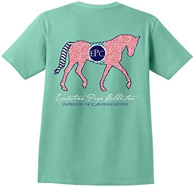 TurnipTruckDesigns Womens Preppy Pattern Horse Short Sleeve T-Shirt, Small, Chalky Mint