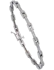 14k White Gold (4 mm wide) 7" Tennis Bracelet, w/ 100 Round Brilliant Diamonds; Total Carat Weight: 1.22; Clarity: SI; Color: H-I