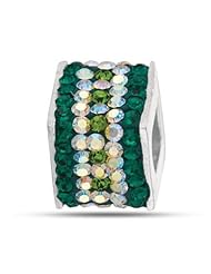 White, Lime And Green Cube Bead In Sterling Silver